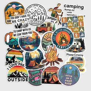 Sticker Pack 20 pcs Camping Vinyl Stickers, Outdoor Adventure Waterproof Decals