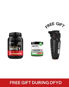 Optimum Nutrition Gold Standard Vanilla Ice Cream Whey Protein 2 lbs & CREATINE+ STRAW PEACH .79 lbs