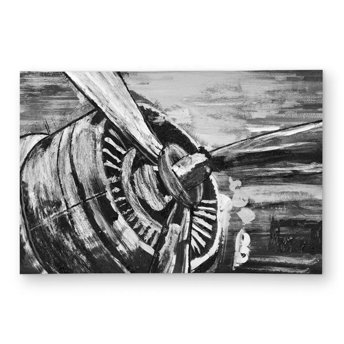 Begin Home Decor C1ROAR46BICTDS 4x6 ft. Vintage Airplane Propeller Area Rug - Black, Rectangle, for Hobbies & Outdoor Decor