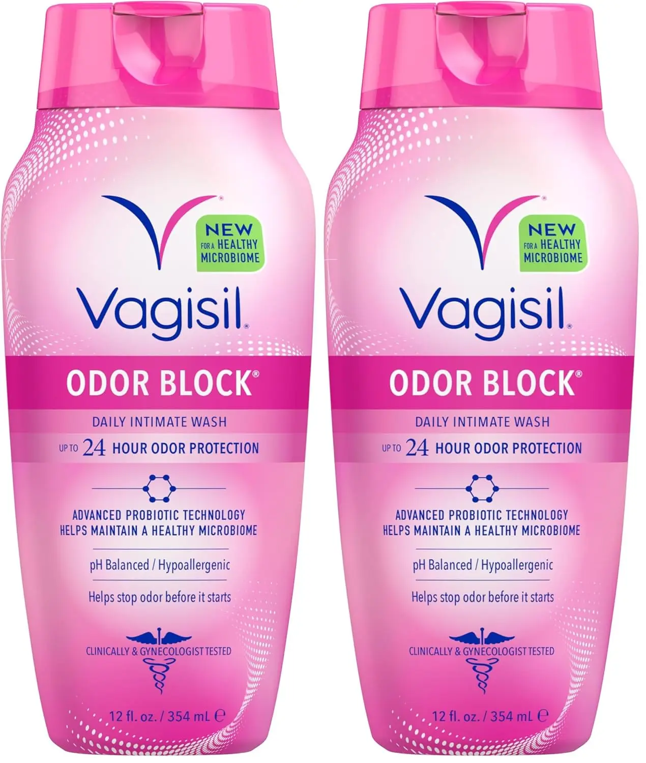 Daily Gentle Feminine Intimate Wash for Hygiene, Odor Block, Gynecologist Tested, Hypoallergenic, 12 oz (Pack of 2)