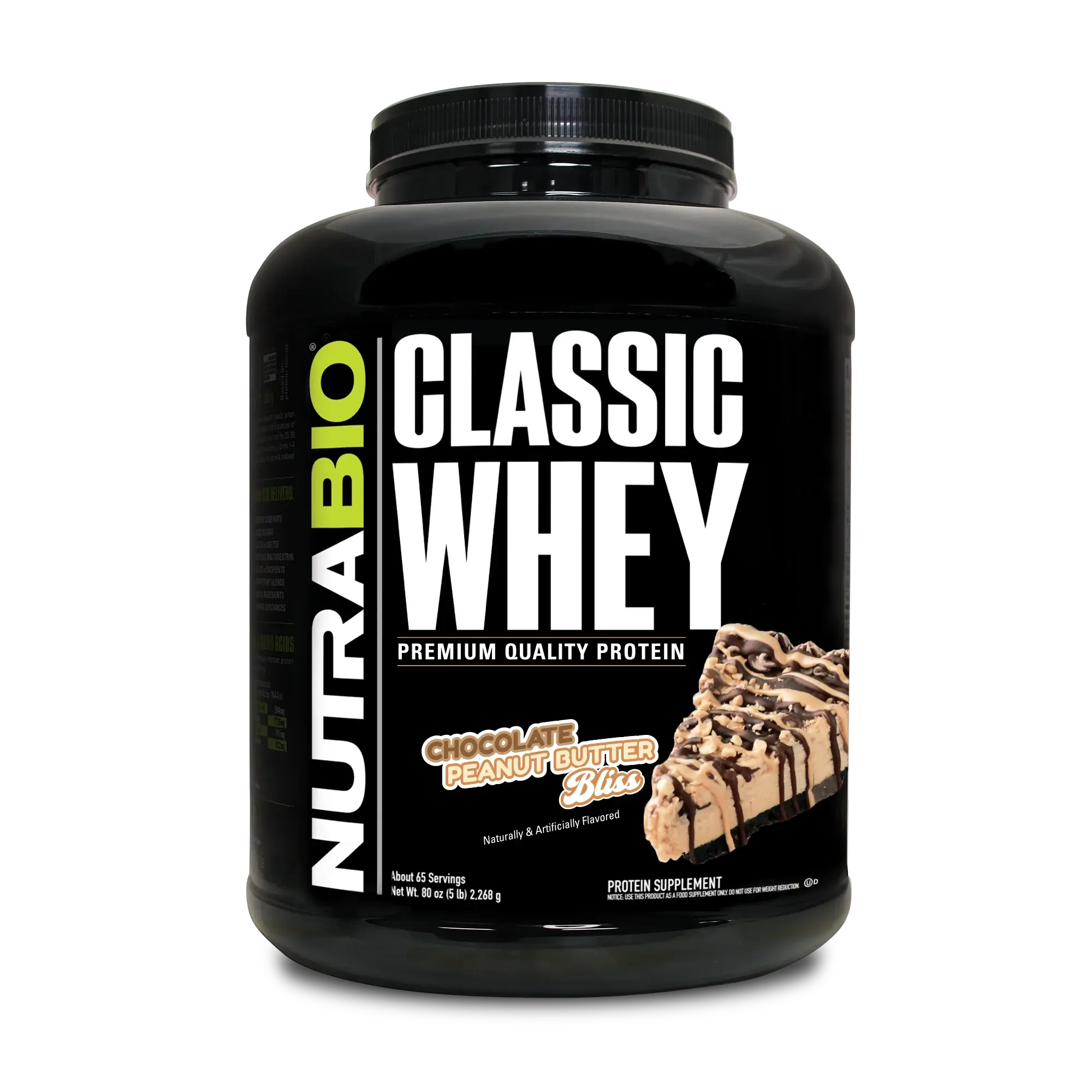 NUTRABIO Classic Whey Protein Powder - 25g Lean Protein per Scoop, Pure Whey Concentrate with Full Amino Acid Profile, Chemical Free, Bio-Available, No Fillers/Artificial Colors, 66.8 Servings, Fitness Muscle Supplement for Drink Use, Nutrition, Protein S