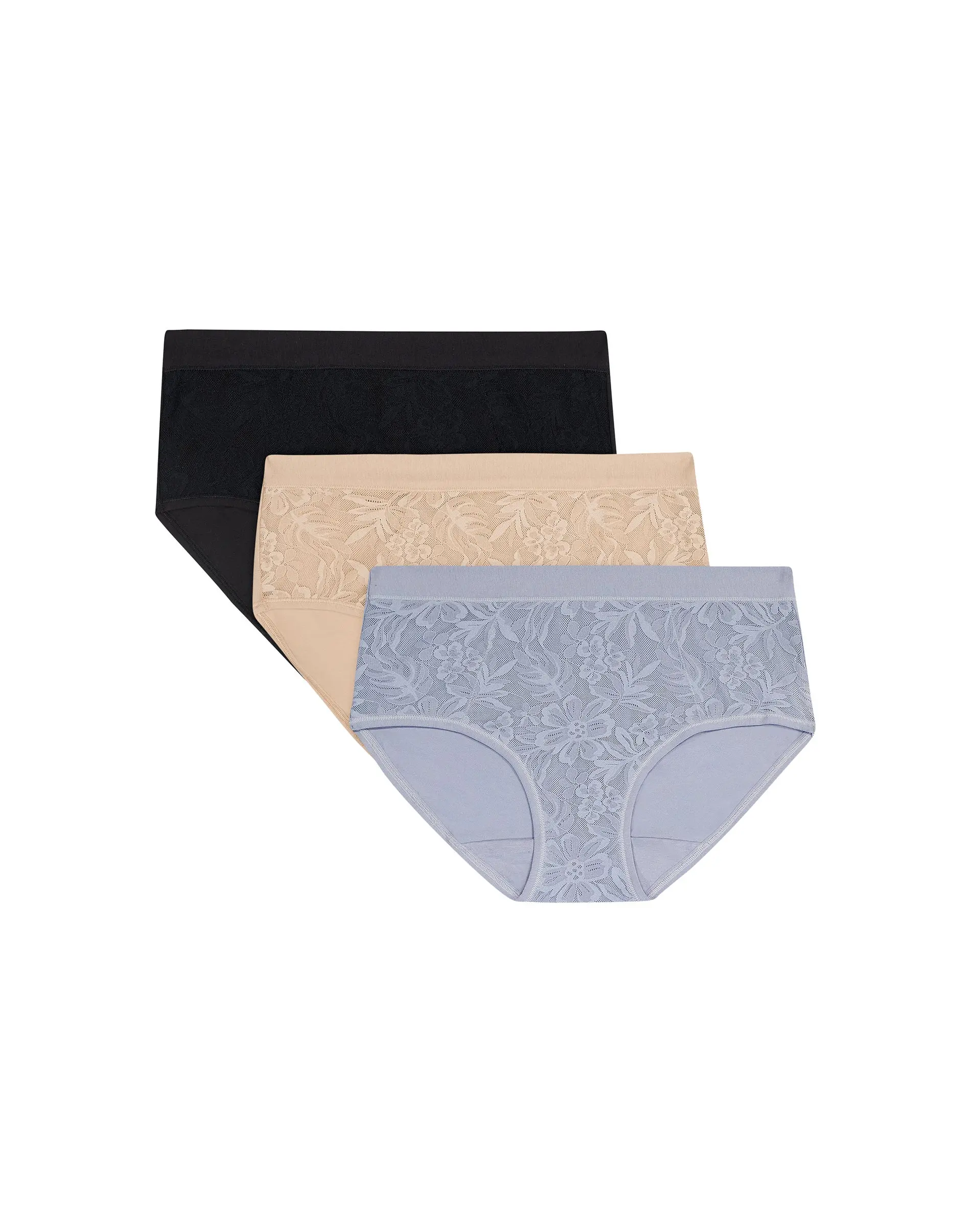 Bali Breathe Underwear Hipsters Pack, 3-Pack, Breathable, Lace, Full Coverage Women's