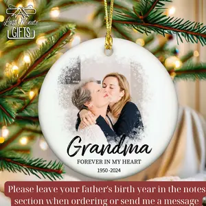 Personalized Memorial Ornament, Grandma Loss Acrylic Ornament, Grandma Remembrance Ceramic Ornament, Customized Photo Memorial Day Gift