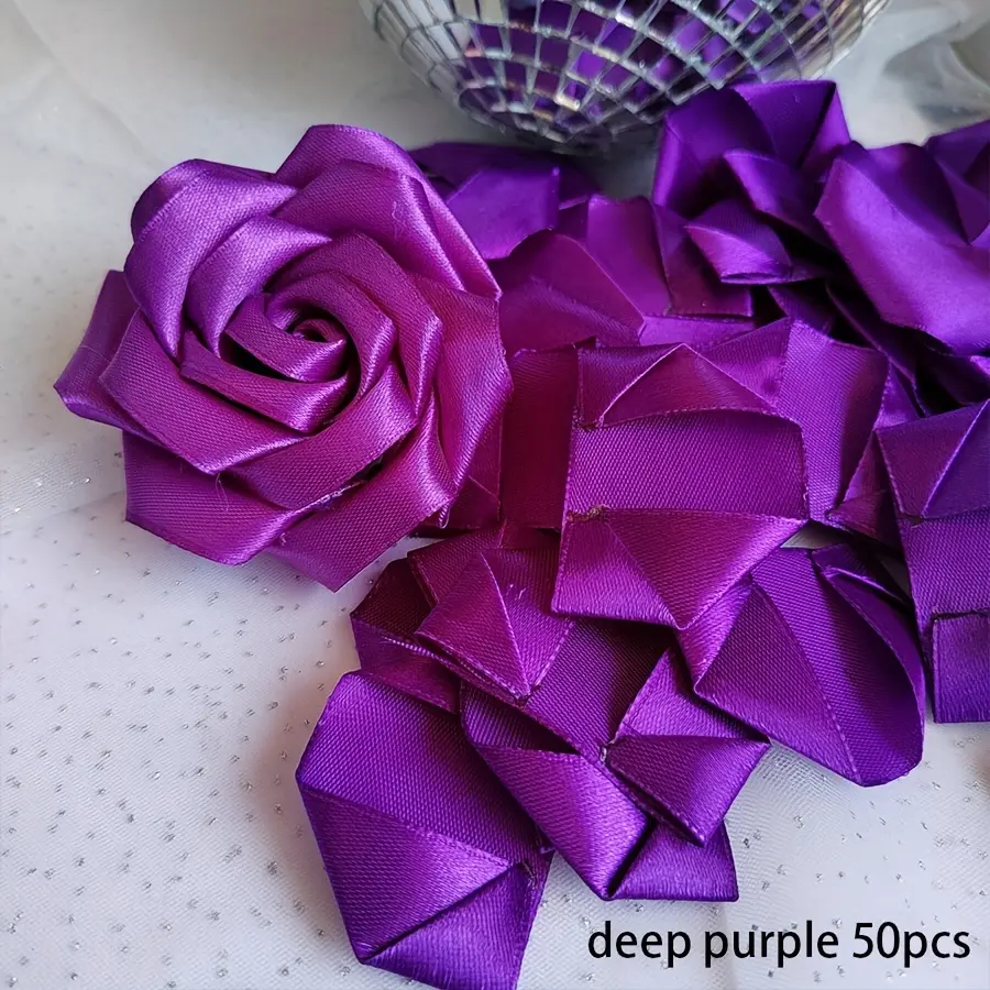 Purple-100pcs Ribbon Petals