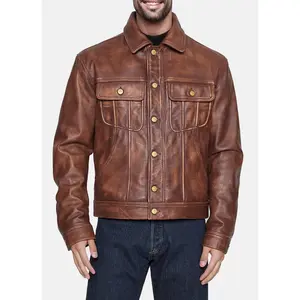 Mens Vintage Style Distressed Leather Jacket