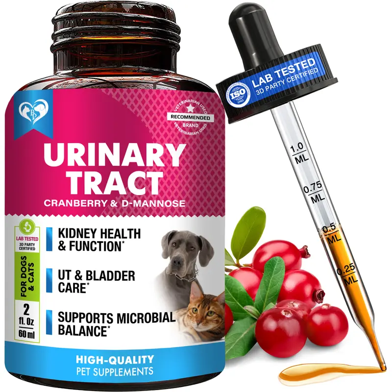 Beloved Pets Organic Cranberry & Couch Grass Supplement for Cats & Dogs - 2 fl oz Liquid Drops, Organic Cranberry Extract Supports UTI Care, Kidney Boost, Any Age, Mix with Meal, Pumpkin Seed Extract
