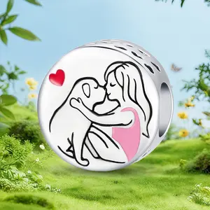 New Style Original Charm Girl and Pet Dog Beads Charm Christmas Gift Charms Beads Accessories Designer DIY Jewelry Making Kit for Bracelet Necklace Making Great Creative Craft Materials Fashion Mother's Day Valentine's Day Anniversary Gift for Women