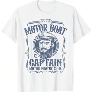Motor Boat Captain Funny Pontoon Boating Motor Boatin Lake T-Shirt