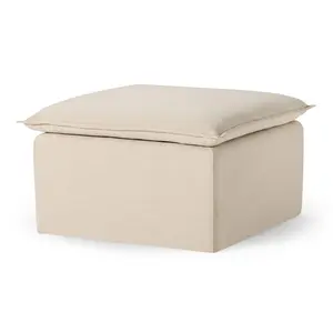 Maven Lane Claude Rustic Ottoman in Taupe Fabric Upholstery