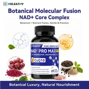 HIILEATHY NAD+ Pro Max | Timeless Daily Dietary Formula | 300mg Nutrient Blend with NAD+, CoQ10, Resveratrol & Fruit-Veggie Mix Brain Health Supplement Antioxidant Capsule