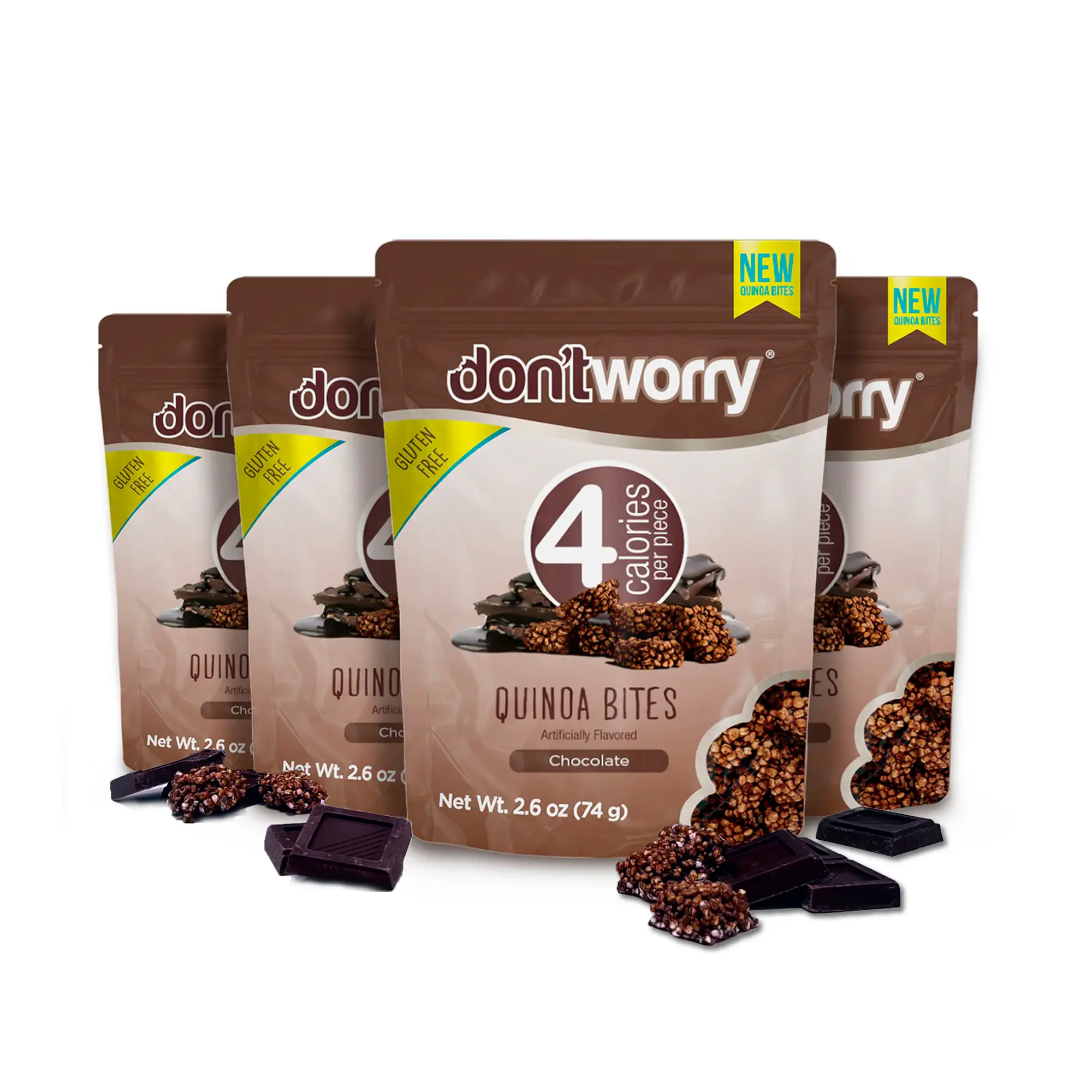 Quinoa Bites 4-Pack | Chocolate | Just 4 Cal per Bite, Low Sugar, Gluten-Free & Guilt-Free Crunch!