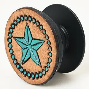 American Darling Hand Tooled Painted Star Pop Phone Grip Stand Holder