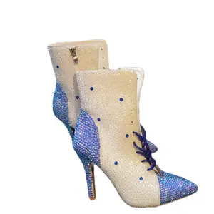 Customized Boot - Blue and Beige Design with Unique Features as Described
