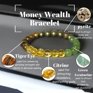 [Handmade Artisans] Wealth Bracelet |   8mm |   Natural Tiger Eye Sne, Green Aventurine, Pyrite, Citrine |   Fashion |   for Friends, Women, Men |   Encouragement