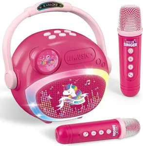 Mini Karaoke Machine for Kids Bluetooth 5.3 Unicorn Design with 4 Magic Voices LED Lights Portable Speakers Toys Ages 3-11 Perfect Birthday Gifts Fun Atmosphere  new year gift