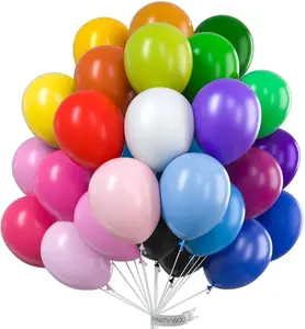 PartyWoo 50-Pack 12-Inch Round Rubber Decorative Balloons, Assorted Colored Balloon Clusters for Birthday Theme, Graduation & Unicorn Party Supplies, Decorative Balloons Balloons