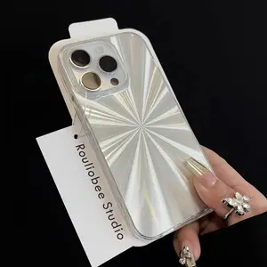 for iPhone 16/15/14/13 12 11 Pro Max/Pro/Plus Silver Starburst Shimmer Case – Clear Glossy Sparkle, Slim TPU Protection