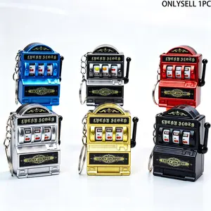 Mini Retro Fruit Slot Machine Keychain, Electroplated Stress Relief Toy, Vintage Arcade Style Creative Plastic Phone Charm