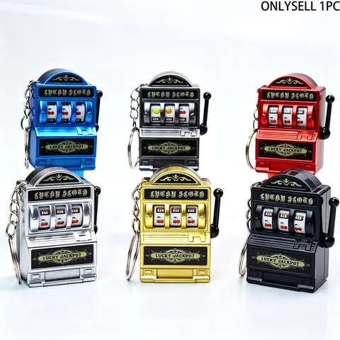 Mini Retro Fruit Slot Machine Keychain, Electroplated Stress Relief Toy, Vintage Arcade Style Creative Plastic Phone Charm, Unique Design, Fidget Keyring, Cool Keychains