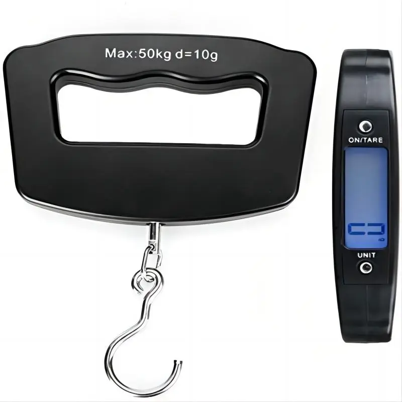 Portable Digital Luggage Scale, Handheld Weighing Mini Electronic Scale with Fishing Hook Tare Function Backlit LCD Display, Suitable for Home Farm Fa