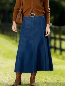 Women's Plus Size Denim Skirt, Casual Fashion Long Skirt, Comfortable & Stylish Design, Perfect for Daily Wear