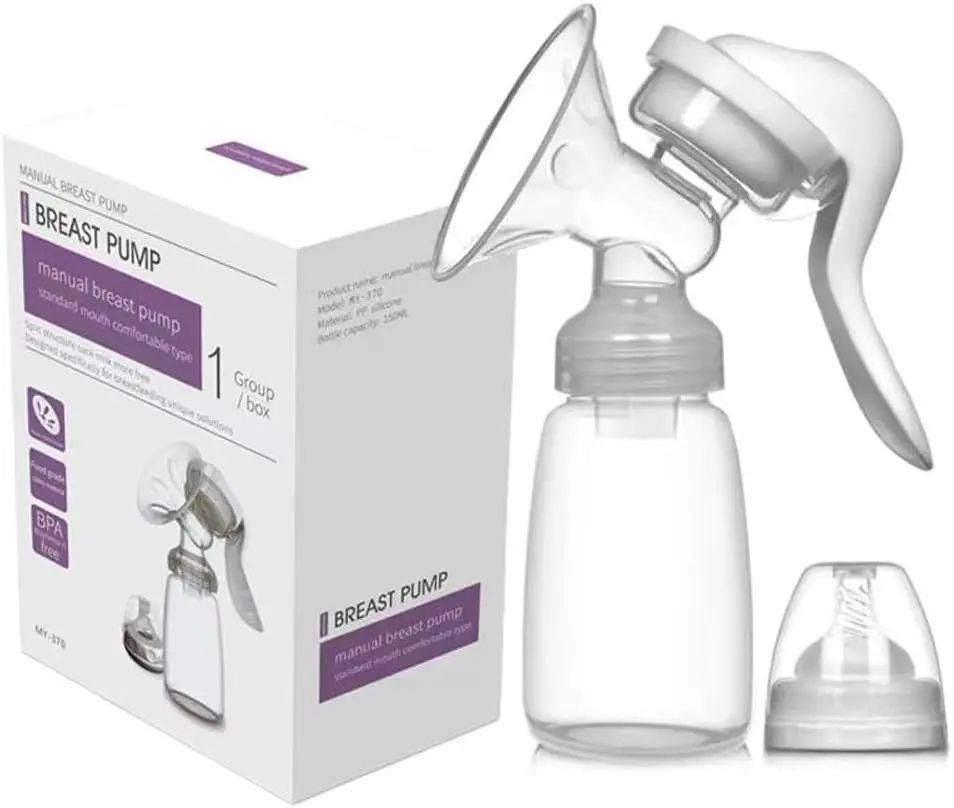Manual Breast Pump with Silicone Flange, 3-Level Adjustable Suction, Anti-Backflow & Spill-Resistant Design, Portable Breastfeeding Pump for Moms