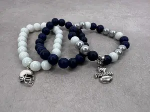 Cowboys Inspired Handmade Football Charms Beaded Bracelets