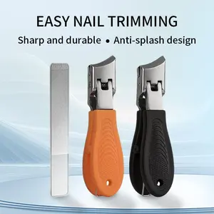 Three sets of eagle beak beveled nailclippers household multifunctionallarge opening anti-splash nail clippersset of high-grade thick hard manicureclippers Cutics