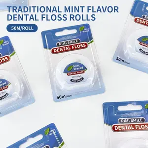 Fresh Mint Floss Roll (50m/roll), Ultra-Fine Smooth Mint Flavor, No Stuck Teeth, Easy to Use, Deep Cleaning Tooth Gaps, Travel Portable Disposable
