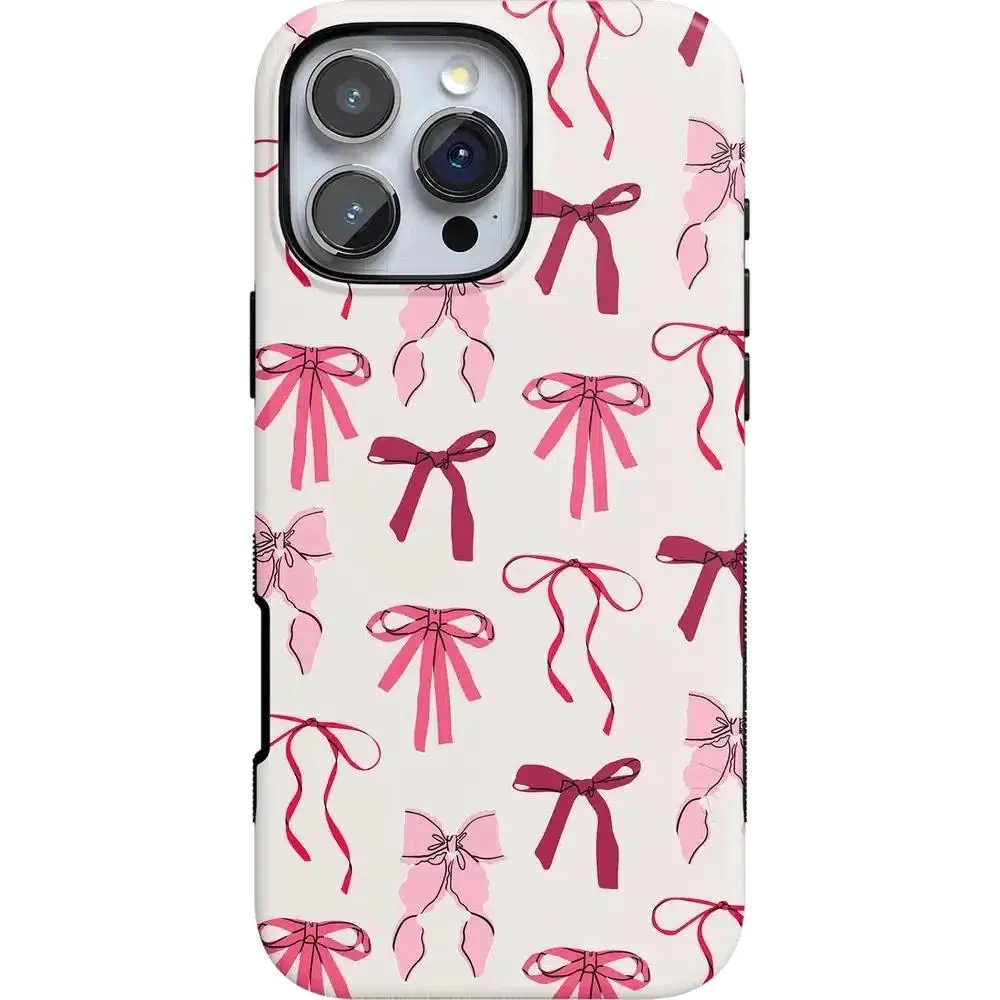 Lover Girlie Pink Bow Smartphone Case - Durable, Shockproof, Glossy 2-in-1 Cellphone Cover & Accessory, Compatible with iPhone 17,16,15,14,13,12,11,X & Samsung Series, Ideal Holiday Gift