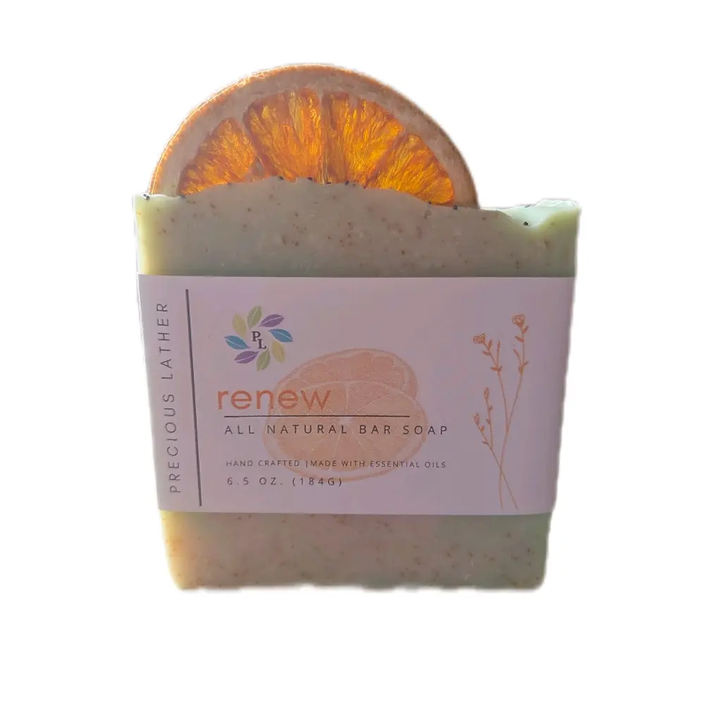 Renew All Natural Bar Soap Rosemary Sweet Orange Essential Oils 6.5 oz Handcrafted with Precious Lather