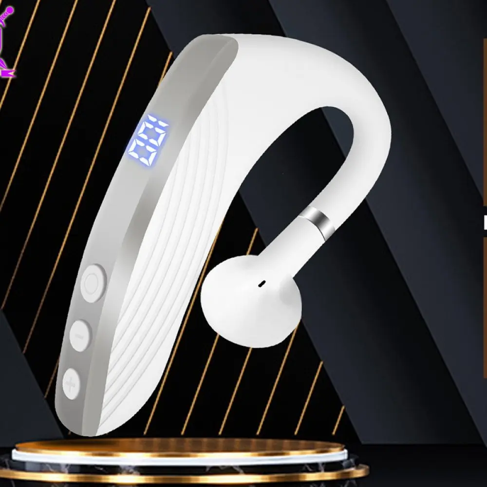 Kik_Business Wireless Headset with Open-Ear Design, Single-Side, Battery Display - Kik_Bluetooth Earpiece MS16 for Universal Cell Phone And Bluetooth Device (White)