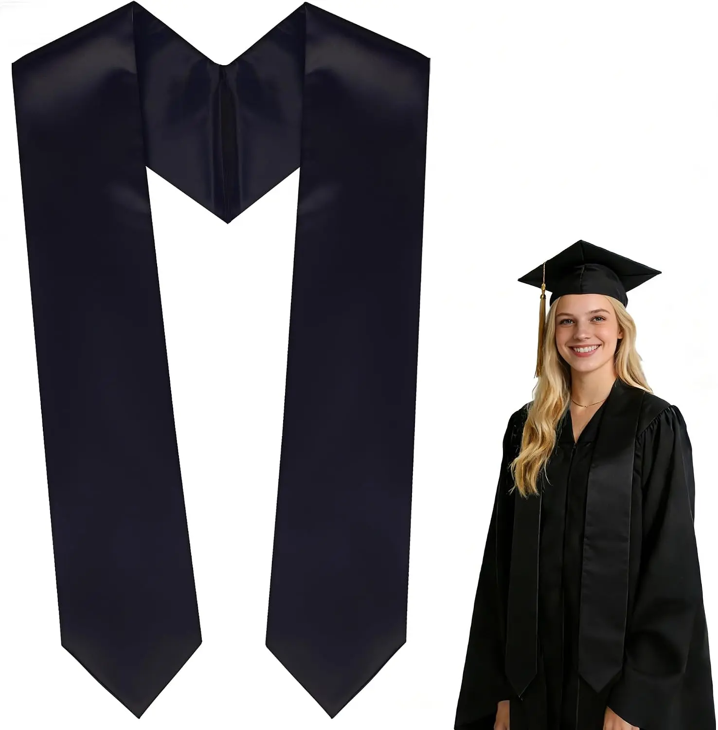 60 Inch Graduation Stole, Plain Graduation Sash Unisex Graduation Stole Class of 2026 2025 for Academic and Choral