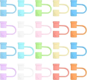 20 count  Straw Tips Cover  Straw Toppers for 6-8mm Straws Suitable for Traveling Picnicking, Fitness, Party, Office and More (10 Colors)