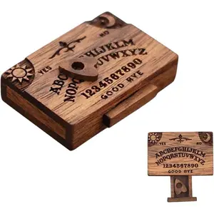 Wooden Ouija Board, 1 Count Mini Ouija Board with Drawer,Home Omament Collectibles for Living Room Bedroom,Crafts
