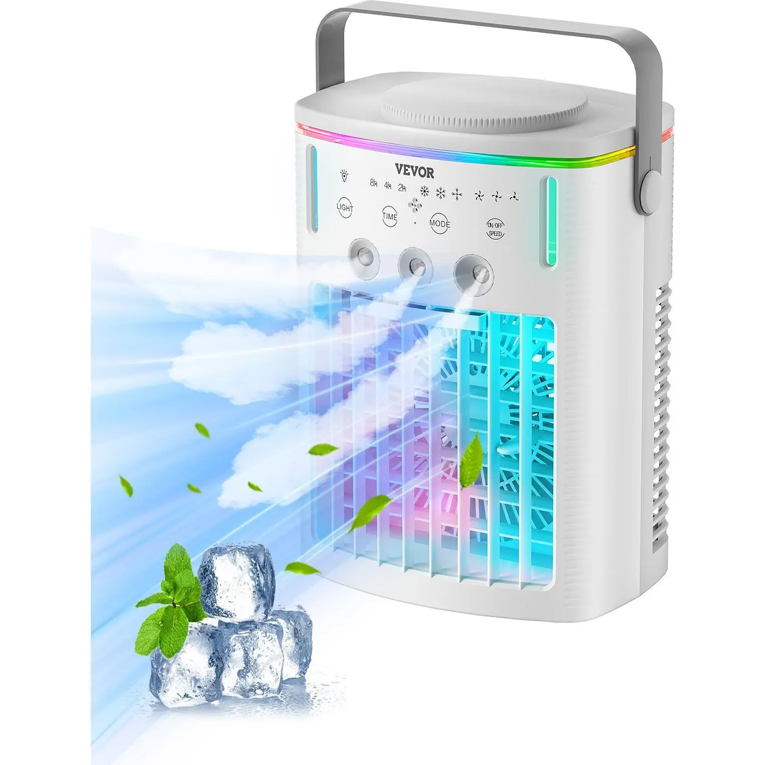 VEVOR  Portable Air Conditioner, 4-in-1 Evaporative Air Cooler with Remote Control, 3-Speed Mini Air Conditioner with Timer, 3 Mist Levels, 1L Water Tank, 120° Oscillating Mini AC Fan for Desktop Home, Cf-530 Model