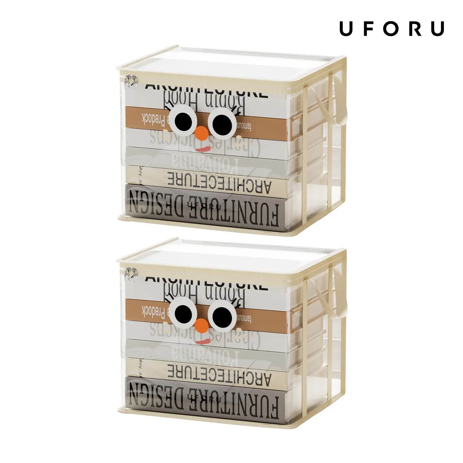 UFORU Student Two-piece Toy Storage Bag,13.39 in x 9.84 in x 9.84 in PVC Transparent Foldable Bag,for Dolls & Books,Classroom Home Organizer,Box Boxes,clear storage organizer#SummerWins#DFYD