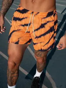 Men's Zebra Stripe Print Boxer Brief Swim Shorts, Regular Fit Casual Comfy Breathable Swim Shorts for Summer, Men's Swimwear Bottoms for Beach Swimming