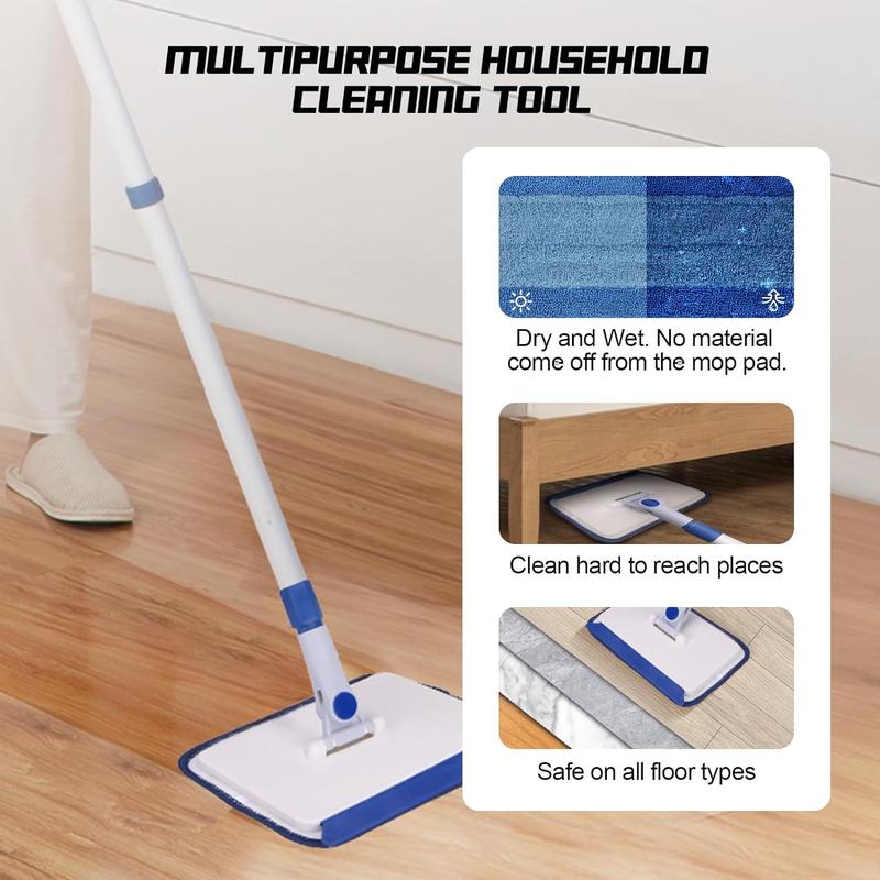 Baseboard Cleaner Tool with Handle, Wall Floor Mop with Extendable Long Handle Duster for Cleaning Window, Floor, Skirting Board, Ceiling, Shower, Tub Tile, Kitchen with 6  Pads