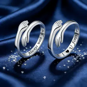 Hugging Hand Open Promise Ring, Hug Ring for Women & Girls, Ideal Gift for Mother's Day, Valentine's Day & Birthday
