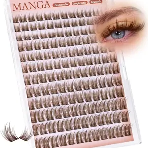 Natural Fluttering Eyelash Clusters, Anime Lashes, C Curl Individual Lash Extensions, DIY Home Application, 144 Pieces Set