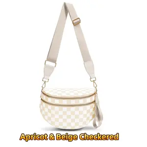 Checkered Crossbody Bag,Black and White Checkered Crossbody Bag Bum Bag for Women, Checkered Purse Fanny Packs Belt Bag Nylon Sling Bags summerwins