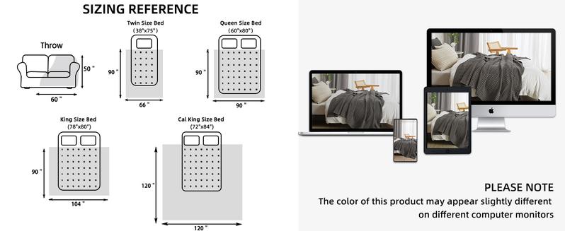 PHF 100% Cotton Weave Waffle Blanket & PHF Truly Velvet Fitted Sheet, Bedding Set for Winter