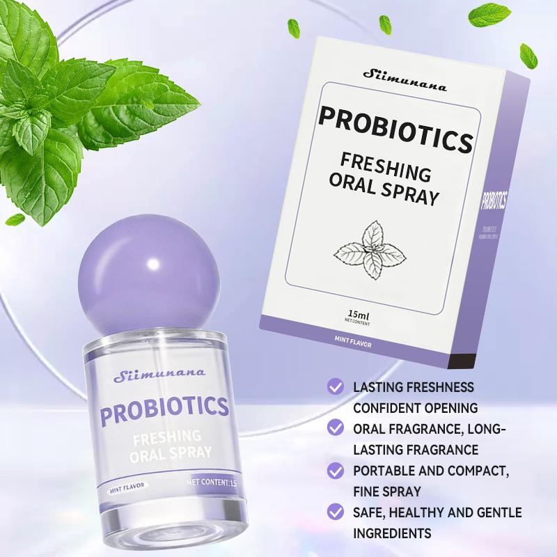 Probiotic Oral Spray for Sensitive Gums & Mouth, Alcohol-Free Gentle Formula, Instant Fresh Breath, Long-Lasting Bad Breath Control, Travel Size Portable Mouth Freshener for Daily Oral Care
