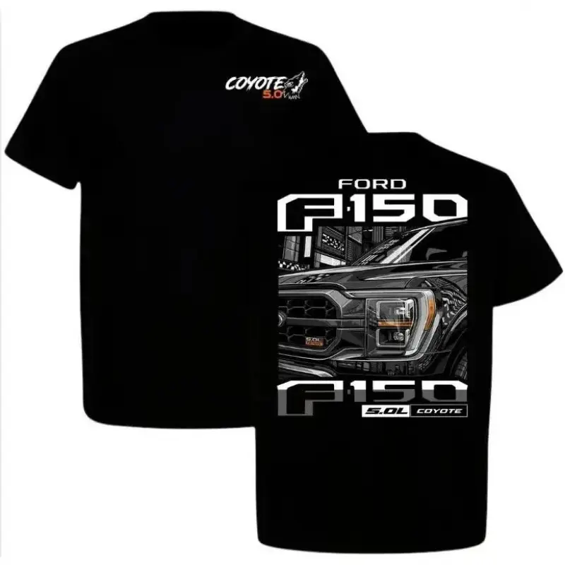 Men's F150 Coyote 5.0 Engine Graphic Breathable Fabric Cotton Crew Neck T-Shirt - Casual Short-Sleeve Top for Truck Enthusiasts - Premium Automotive Fan Apparel for Car Meets, Tshirt, Streetwear, Menswear, Shortsleeve
