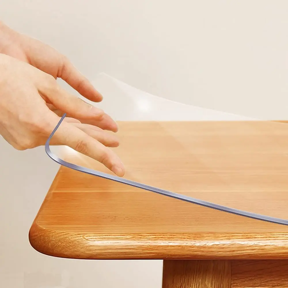 Transparent Soft Glass PVC Tablecloth, 2.0mm Thick, High Flexibility, Waterproof, Oil-Resistant, Heat-Resistant, Stain-Resistant, Tear-Resistant, Durable, Colorfast for Dressers, Countertops, Nightstands, Dining Tables #tiktokshop#Tablecloth #Placemat