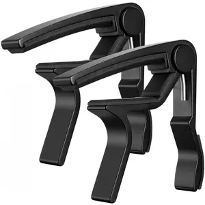 Premium Black Guitar Capo - No-Buzz Clip-On Clamp for 6-String Acoustic, Electric Guitars, Ukulele, Professional Musical Instrument Accessory Gift, Bass Capotastos