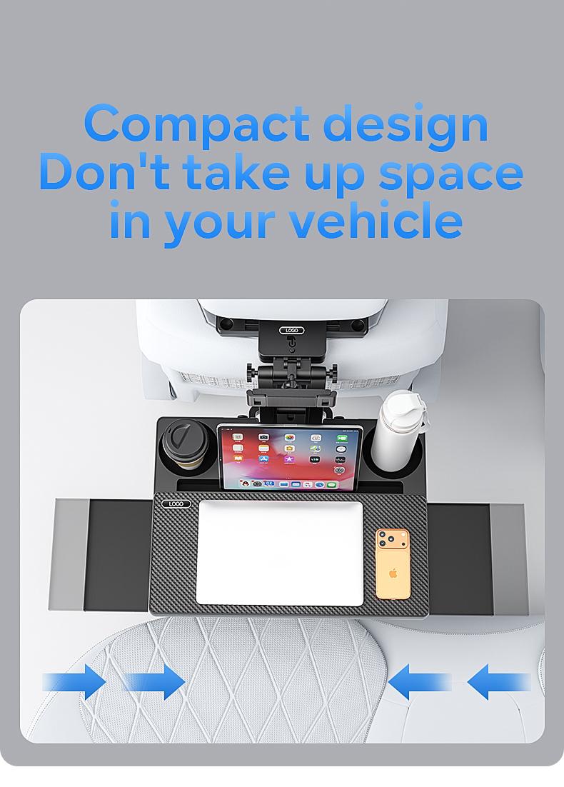 Multi-Use Car Back Seat Tray Bracket, Extendable Adjustable, Foldable Easy Install 10kg Sturdy Support, Space-Saving Mobile Office for Remote Workers, Fits Cup Phone Laptop, for Students Travelers