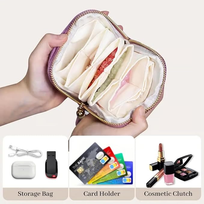 Cute Coin Purse Small Travel Jewelry Case with Tassel Mini Travel Jewelry Bag Organizer Pouch for Coins Bracelets, Fashion Accessories Mini Organizer  Bag for Women,Su jewelry  bag,Travel jewelry bag Folding Storage