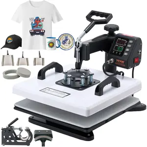 VEVOR Heat Press Machine, 15 x 15 in, 8-in-1 Multifunction, 360 °   Swing Away, Heat Up Fast and Even, Digital Precise Control, Sublimation Press Machine for T-Shirts, Mugs, Tumblers, Caps, Plates